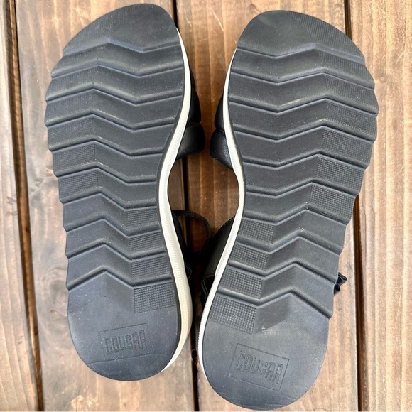 Cougar Sporty Wedge Sandals Black Quilted Nappa Leather Size 9 - Picture 5 of 7